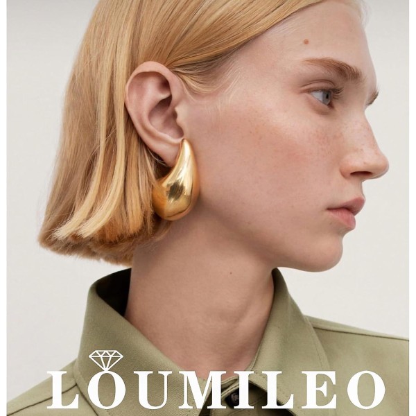 Extra Large Bottega Earring Dupes Hypoallergena Chunkygoldhoopörhängen Lättviktsvattendroppsörhängen Trendiga guldvattendroppsörhängen Gold40x25mm