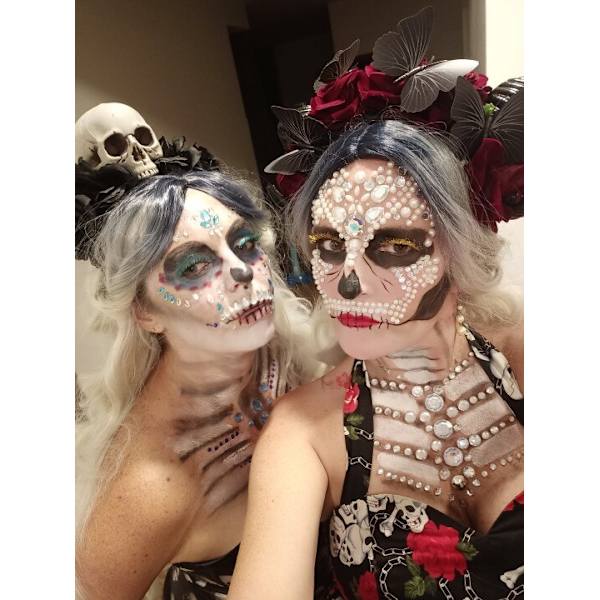Halloween 1 bit Skull Makeup Party Face Gem Sticker