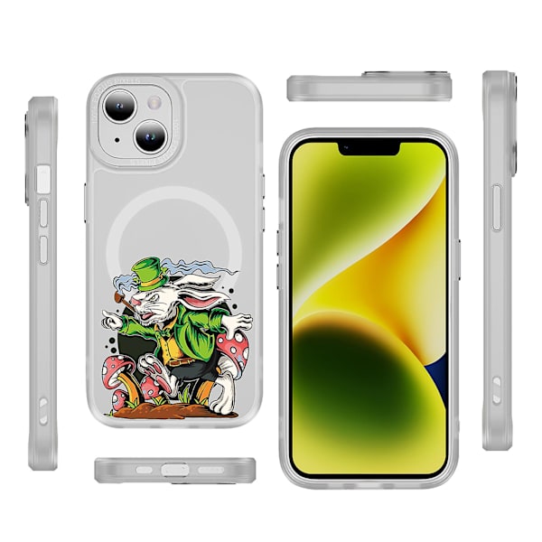 Creative Painted Pattern Frosted Magsafe Magnetic Phone Case Lämplig för Iphone och andra modeller Style D Transparent Ypcx0164