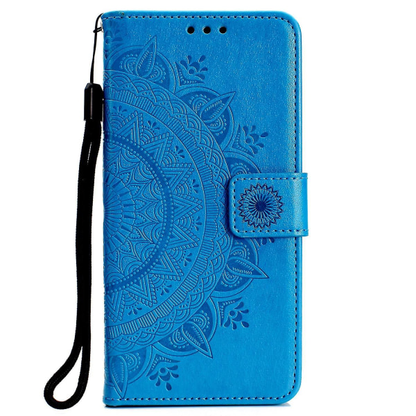 Plånbok med tryckt mandalamönster med flip-back- case för Samsung Galaxy A7/a750-lila Blue