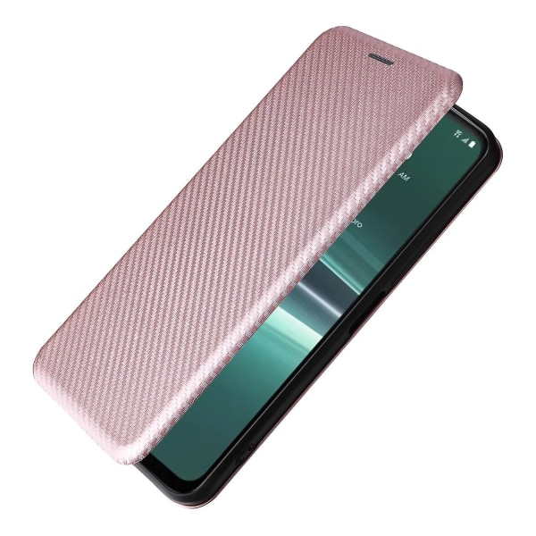 För HTC U23 Pro 5G Telefonställ Case Carbon Fiber Texture Cover med kortplats Rose Gold