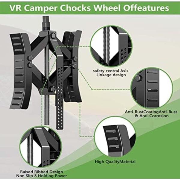 RVPNR RV Hjulklossstabilisator,Camper X Chocks Hjulstabilisator, Heavy Duty Hjulklossar för släpvagnar (2 paket) med insexhylsa, råtta Black
