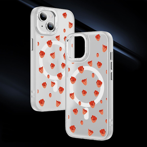 Creative Painted Pattern Frosted Magsafe Magnetic Phone Case Lämplig för Iphone och andra modeller Style B Transparent Svart Ypcx0325