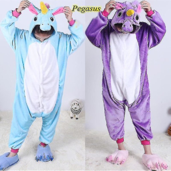 Barn Onesie Flanell Pyjamas Tecknad Djurfigur Kostym Med Huva Vinter Hem Kostym För 120 Yards Little Red Dinosaur