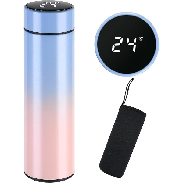 Resemuggar, isolerad vattenflaska, 500 ml LED-temperaturdisplay Smart vattenkopp, 304 rostfritt stål vakuumdrinkflaskor, varm och kall Spor null none