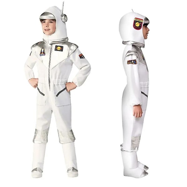 Astronaut Nasa pilotdräkt med rörlig visirhjälm för barn Halloween Cosplay Jumpsuit A1 130