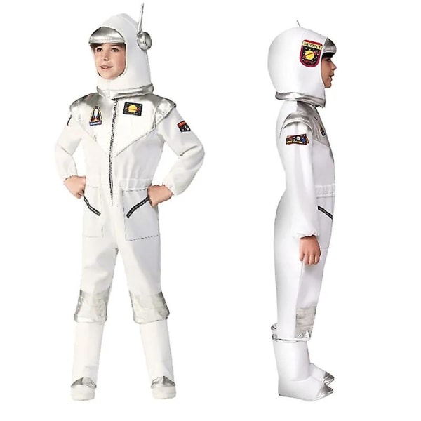 Astronaut Nasa pilotdräkt med rörlig visirhjälm för barn Halloween Cosplay Jumpsuit A1 140