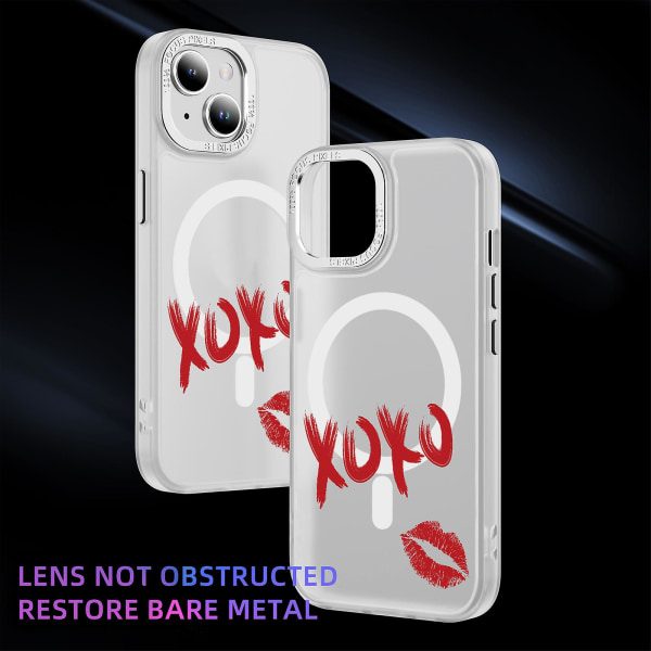 Creative Painted Pattern Frosted Magsafe Magnetic Phone Case Lämplig för Iphone och andra modeller Style C Transparent Ypcx0275