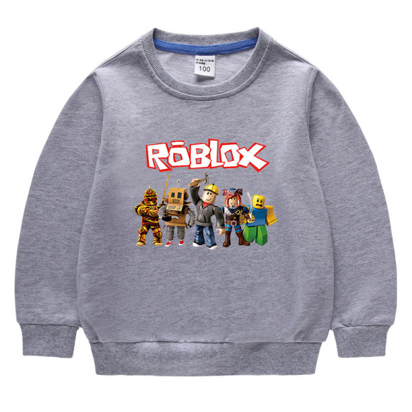 Barnkläder-Roblox rund hals sweatshirt-grå 120cm