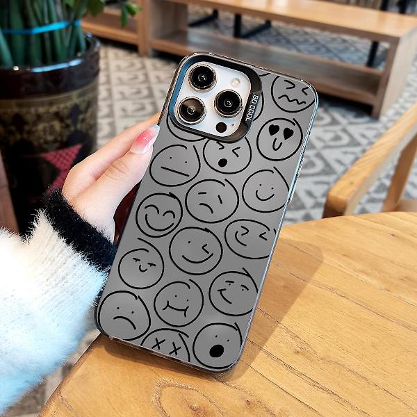 Tecknad Frosted Dubbellager Färg Silver Phone Case Iphone 15 Case Case Stil A Svart Ypmd0814