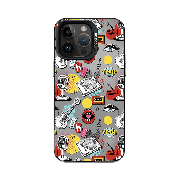 Tecknad Frosted Dubbellager Färg Silver Phone Case Iphone 15 Case Case Stil D Svart Ypmd0922