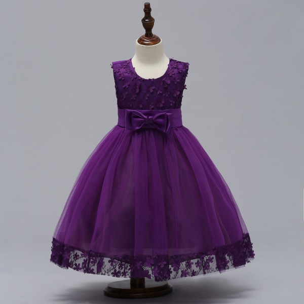 Barnkläder Flickor Bowknot Princess Dress Paljett Bröllopsklänning 6/110cm
