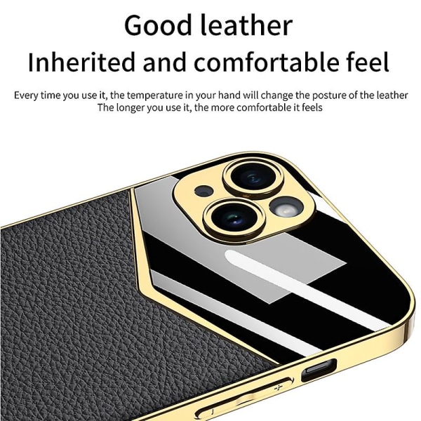 Gkk Stötsäker Case För Iphone 14 Plus Case Tpu+pc+pu Läder galvanisering Cover Carbon Fiber