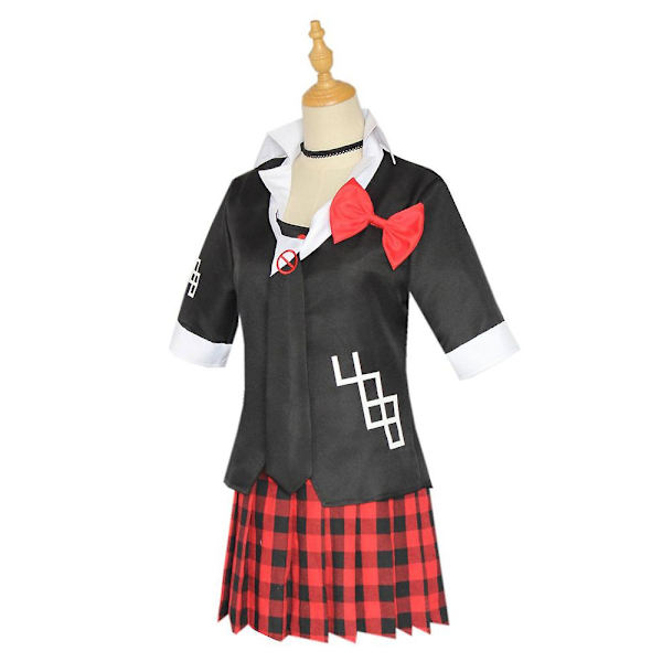 Danganronpa Junko Enoshima Cosplay Set Skoluniform Festskjorta Knytkjol Rosett Nackband Jacka Outfit Present XL