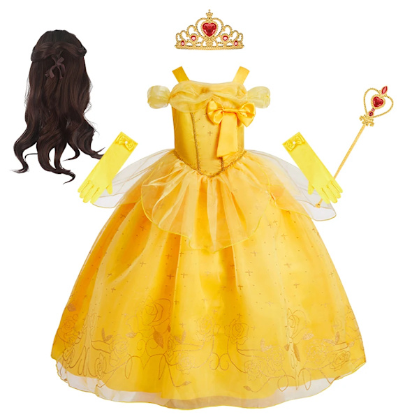 Barnklockkläder Flickor Prinsessbal Ärmlösa Klänningar Barn Prestanda Maskeraddräkt Halloween Barn Cosplay Klänningar Set DB11 Set 05 Size 100