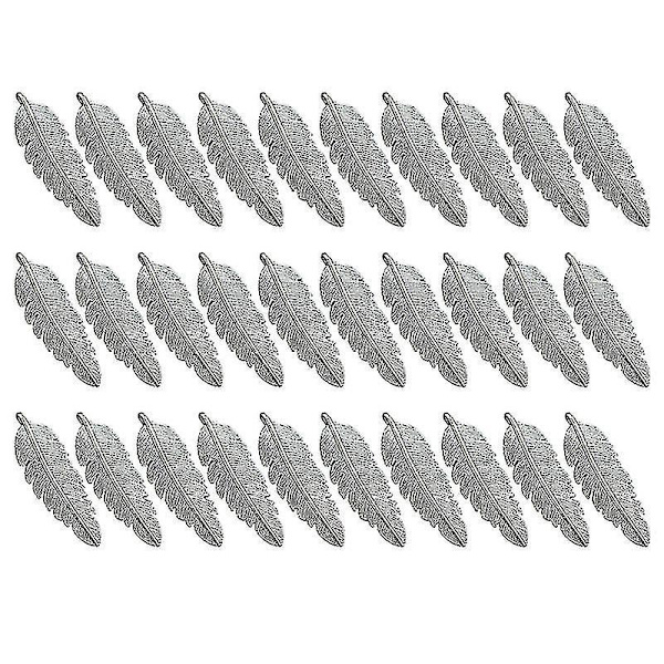 30st fjäderberlocker Legeringströja Kedjehängen Smycketillbehör (antik silver)