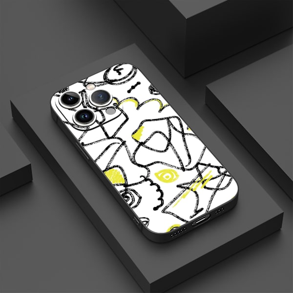 Enkelt tecknat mönster Tryckdesign Flexibeltpurubber Stötsäker Mobiltelefon Caseiphone 15 Caseseries Stylesgwhiteypdt2771