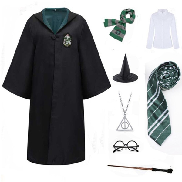 Harry Potter magiska dräkt Slytherin 8-delad set (halsband) Barn 155