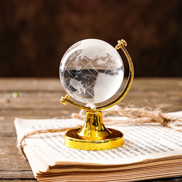 Clear Crystal Globe Student Gift Golden Large Globe