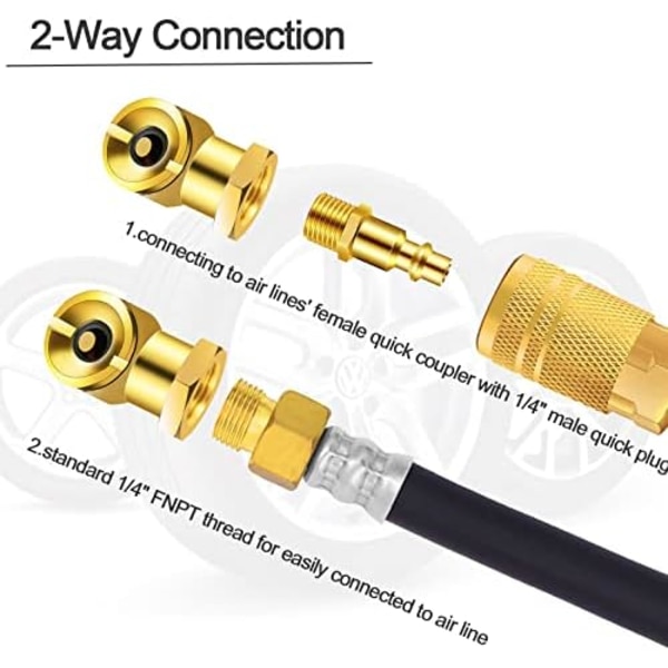 GODESON Ball Foot Air Chuck, 1/4&#34; FNPT Closed Flow däckchuck gjord av mässing, däckluftmunstycke för däckinflatormätare och luftkompressor( Ball Foot