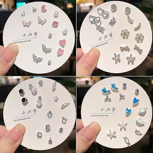 Koreanskt mode små geometriska örhängen för kvinnor Set Flera par-a12