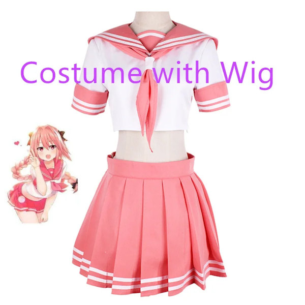 SBluuCosplay Fate Apocrypha Rider Astolfo Cosplay för män JK Skoluniform Sailor Suit  Kvinnlig Outfit Anime Halloween Kostym S Costume with Wig