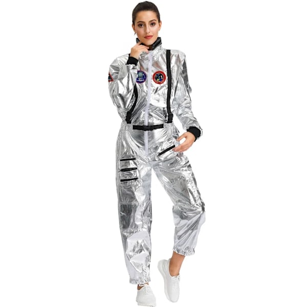 Barn och vuxna rymddräkt jumpsuit flyg astronaut dräkt cosplay kostym unisex uniform halloween utklädning present rymddräkt L(125-140CM) Men