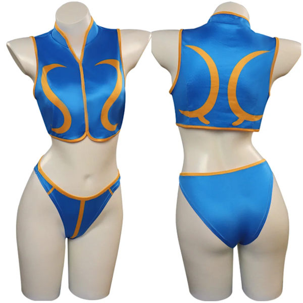Chun Li Cosplay Kostym Spel Fighter AKI Klänning Jamie Jumpsuit Baddräkt Rock Kvinnlig Baddräkt SF Kvinnor Outfit Halloween Fest Sui M Costume A