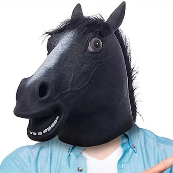 Vita, svarta och bruna hästmaskar för pojkar och flickor, roliga latexdjurmasker, nya Halloween-rollspelskostymer, huvudbonader Brown Horse