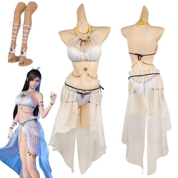 Final Fantasy 7 Tifa Lockhart Aerith Cosplay Baddräkt Kostym för Vuxna Kvinnor Flickor Baddräkt Bikinis Set Halloween Karneval Sui XS Tifa 05