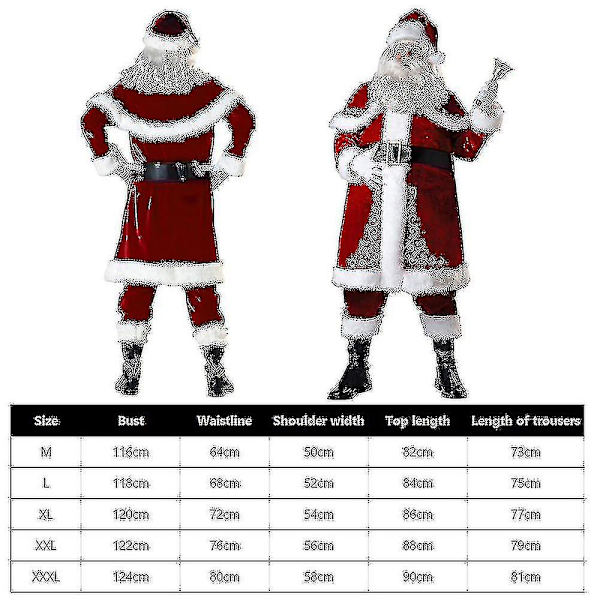 Jultomtekostym Vuxenjulkostym Röd Deluxe Sammet Fancy 8st Gift_y red 4XL