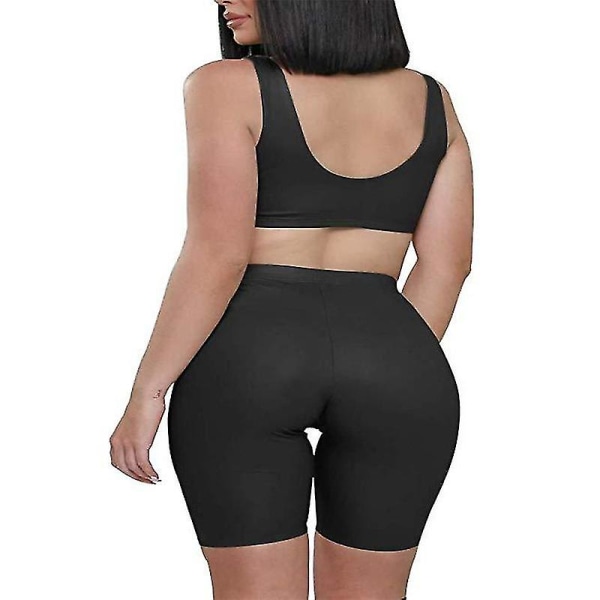 Kvinnor High Waist Yoga Shorts Fitness Gym Leggings Cykel Shorts Byxor Black S