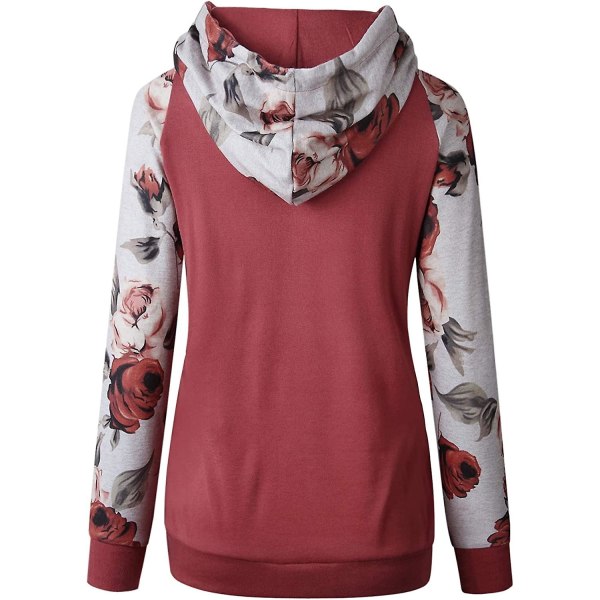 Women's Floral Hoodie Sweatshirt Long Sleeve Drawstring
