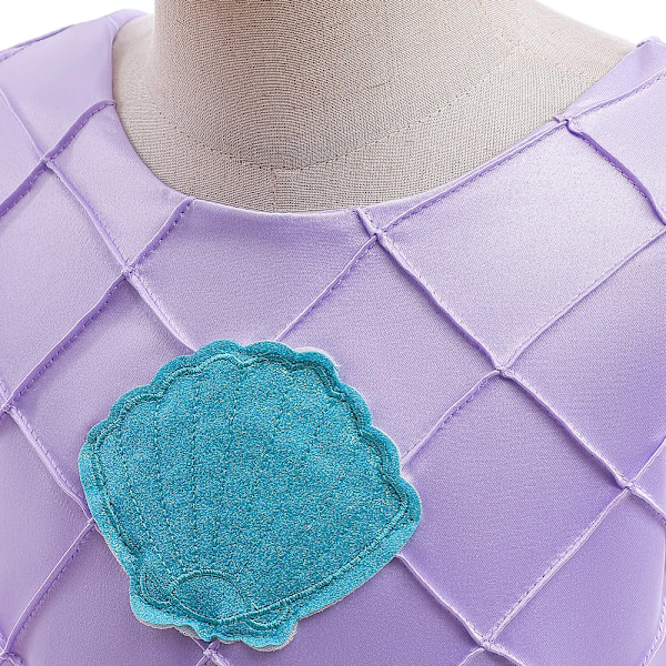 2024 Disney Flickor Födelsedag Sjöjungfru Skal Klänning Barn Jul Bal Klänning Ariel Kostym Halloween Cosplay Prinsessa Siren Robe TIARA 5-6T(130)