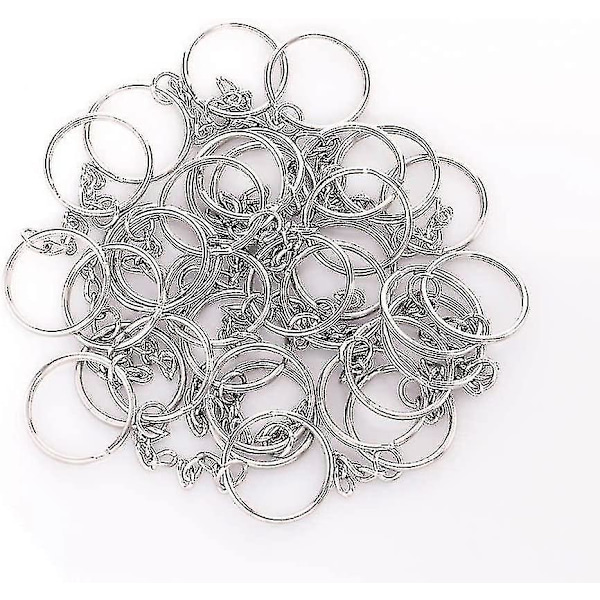 100st delad nyckelring med kedja 1 tum, delad nyckelring med kedja Silverfärgad metall delad nyckelringsdelar med öppen hoppring och kon