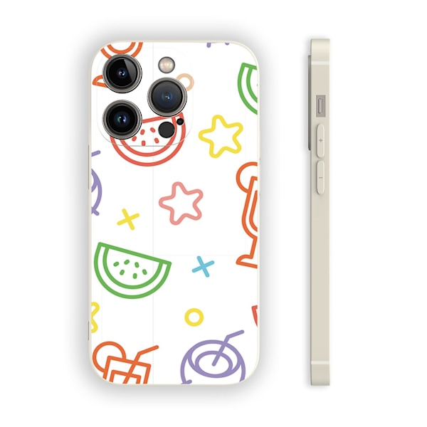 Enkelt tecknat mönster Tryckdesign Flexibeltpurubber Stötsäker mobiltelefon Caseiphone 15 Caseseries Stylescwhiteypdt2796