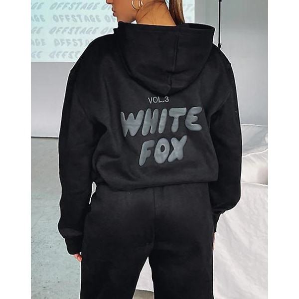 Huvtröja-vit Fox Ytterplagg -två stycken hoodie kostymer Långärmad set Black XL