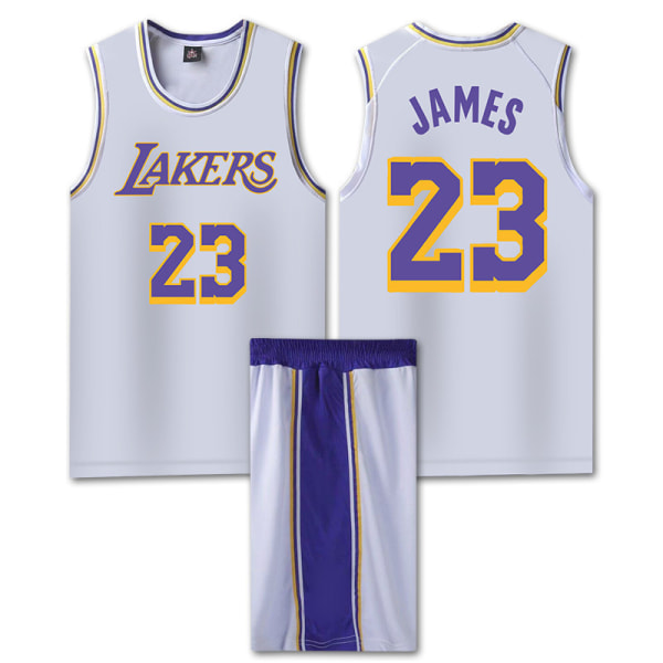 NBA Basketball Uniform LAL White Suit-Nr. 23 James Children L/26 yards (140-150cm)