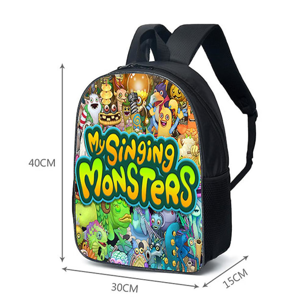 Vattentät Mina sjungande monster printed Mina sjungande monster Printed Barnryggsäck Skolväska Reseryggsäck för pojkar Flickor Ryggsäck Skola B A