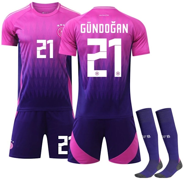 2024 Tysk borta rosa tröja EM landslag fotbollskläder nr 13 Mueller nr 8 Kros no.6+socks #l