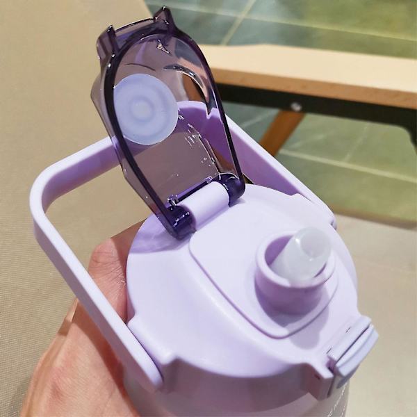 1400 ml vattenflaska med tidsmarkör Läcktät sugkopp Lätt att bära Bärbar läckagesäker utomhussportvattenkokare - Jxlgv pink