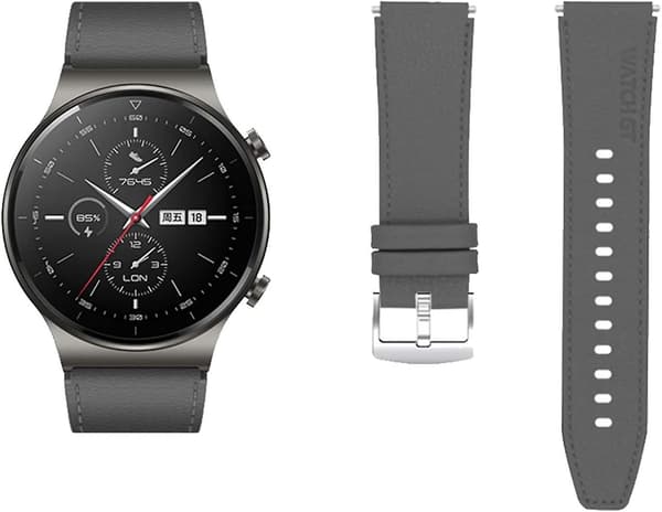 22mm Watch Gt 2 Pro Läderrem, Grå