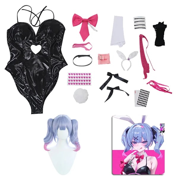 Miku Rabbit Hole Cosplay Peruk Svart Lackläder Bunny Girl Sexig Söta Halloween Cosplay Kostymer Huvudbonader Kläder Bågar Flicka M Style A