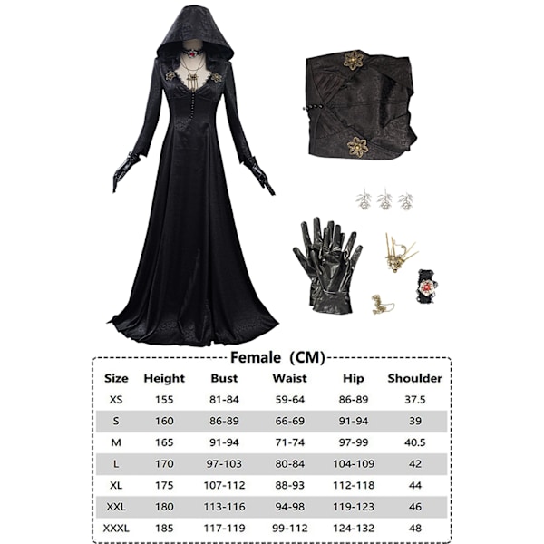 Resident Village Cosplay Evil Bela Fantasy Costume Moth Lady Dress Disguise För Flickor Kvinnor Vuxna Halloween Karneval Dräkt XXXL Female