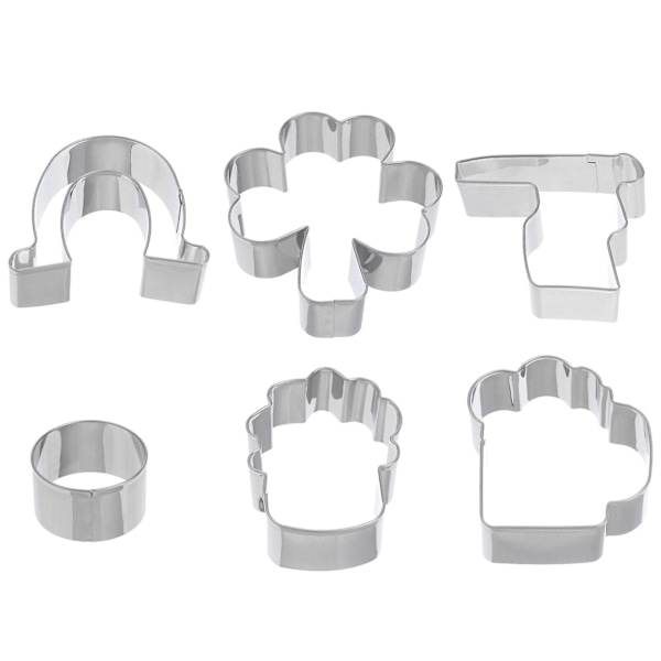 6 st St Patrick's Day Cookie Making Form Form Rostfritt stål Form Silver 8x6.5cm