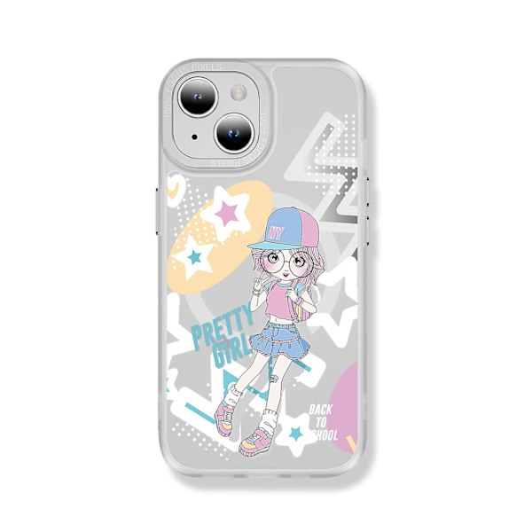 Creative Painted Pattern Frosted Magsafe Magnetic Phone Case Lämplig för Iphone och andra modeller Style Q Transparent Ypcx0363