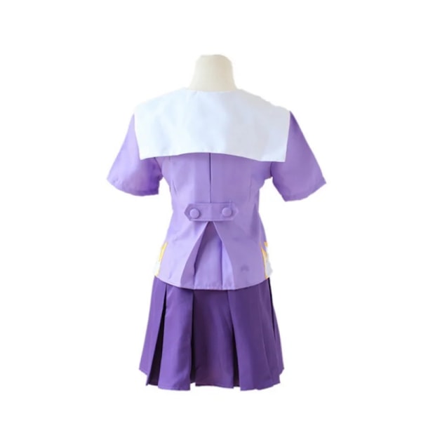 Gasai Yuno Cosplay Anime Future Diary Gasai Yuno Mirai Nikki Cosplay Kostym Skoluniform Båge Kort Kjole Peruk Halloween Dräkter XL Costume and Wig