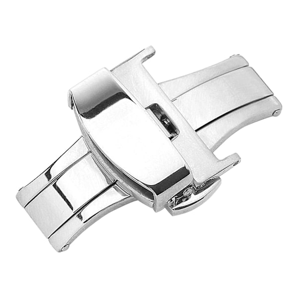 Hopeup watch 10 mm/12 mm/14 mm solid metall dubbel tryckknapp Butterfly Watch Arm Vikspänne för urmakare Silver 12mm