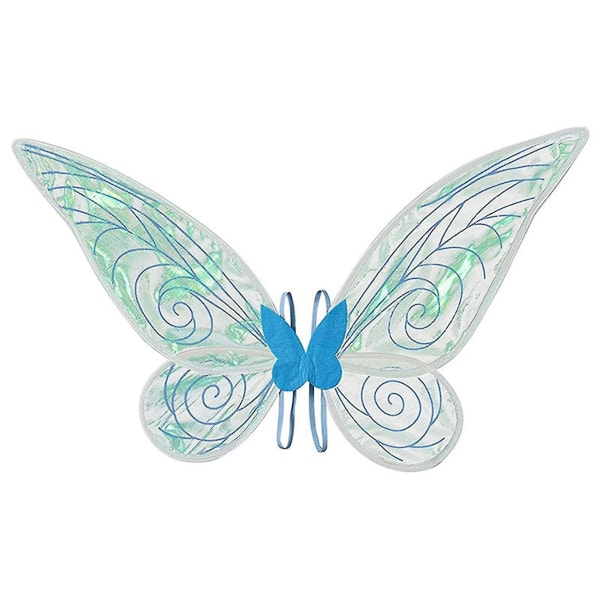 Butterfly Fairy Wings Rekvisita Dress Up Glittrande Halloween-kostym Slitstark För Barn Flickor Dam Fest 19*24in Blue