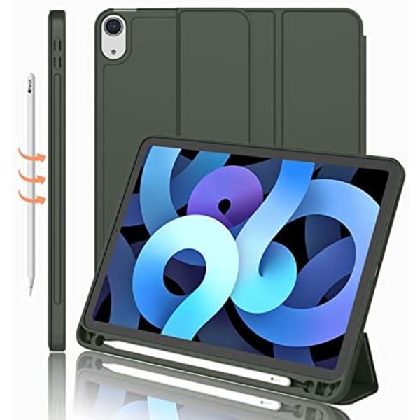 iMieet New iPad Air 5th Generation Case 2022/iPad Air 4th Generation Case 2020 10,9 tum med pennhållare [Support Touch ID och iPad 2nd P Dark Green
